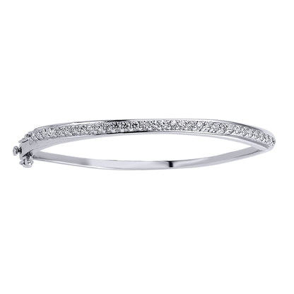 Silver  CZ Half Eternity Bangle Bracelet 4mm - GVG070