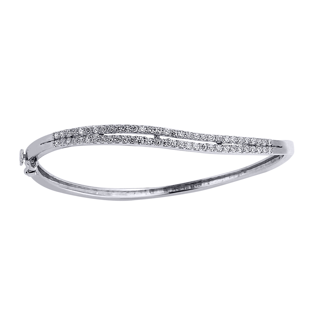 Silver  CZ Half Eternity Bangle Bracelet - GVG104