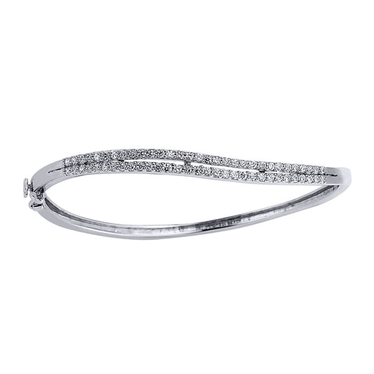 Silver  CZ Half Eternity Bangle Bracelet - GVG104