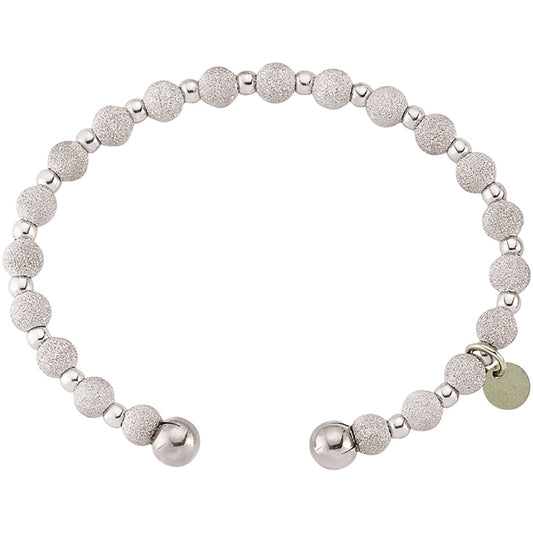 Sterling Silver  Frosted Beads Bead Bracelet - GVG123FS