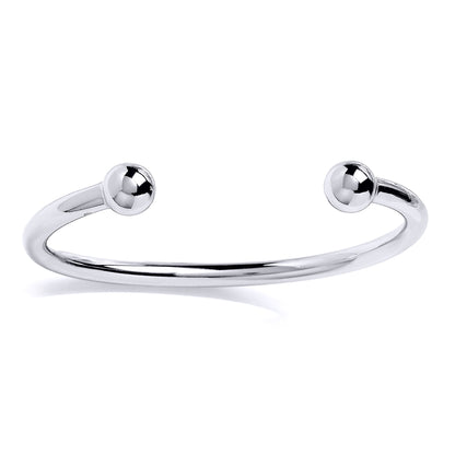 Mens Silver  Classic Polished Torque Bangle5mm 10mm Balls - GVG131