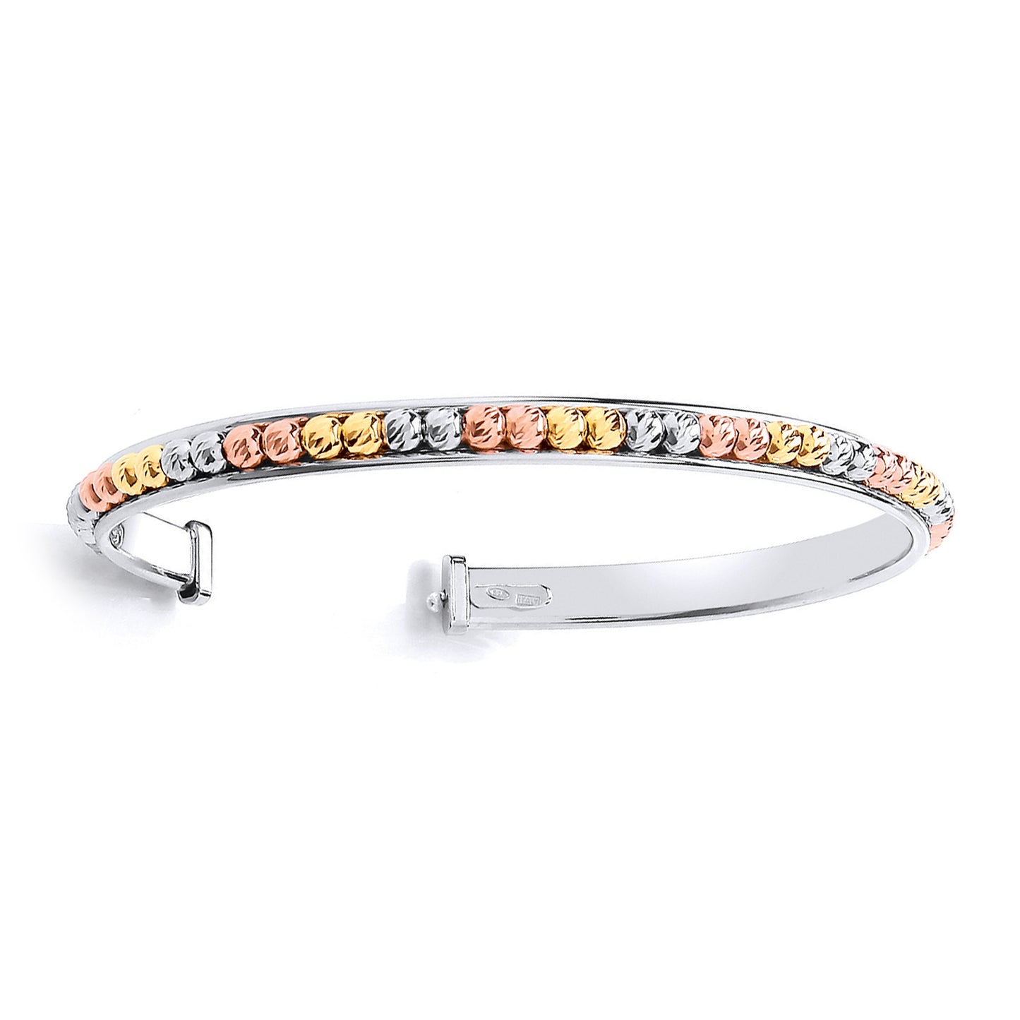 3-Colour Silver  Eternity Sparkle Bead Bangle Bracelet - GVG132