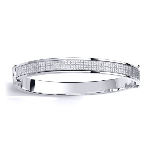 Silver  Moondust Eternity Style Bangle Bracelet 7mm - GVG175