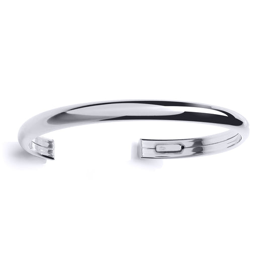 Silver  Dome Torque Cuff Bangle Bracelet 5mm - GVG176RH