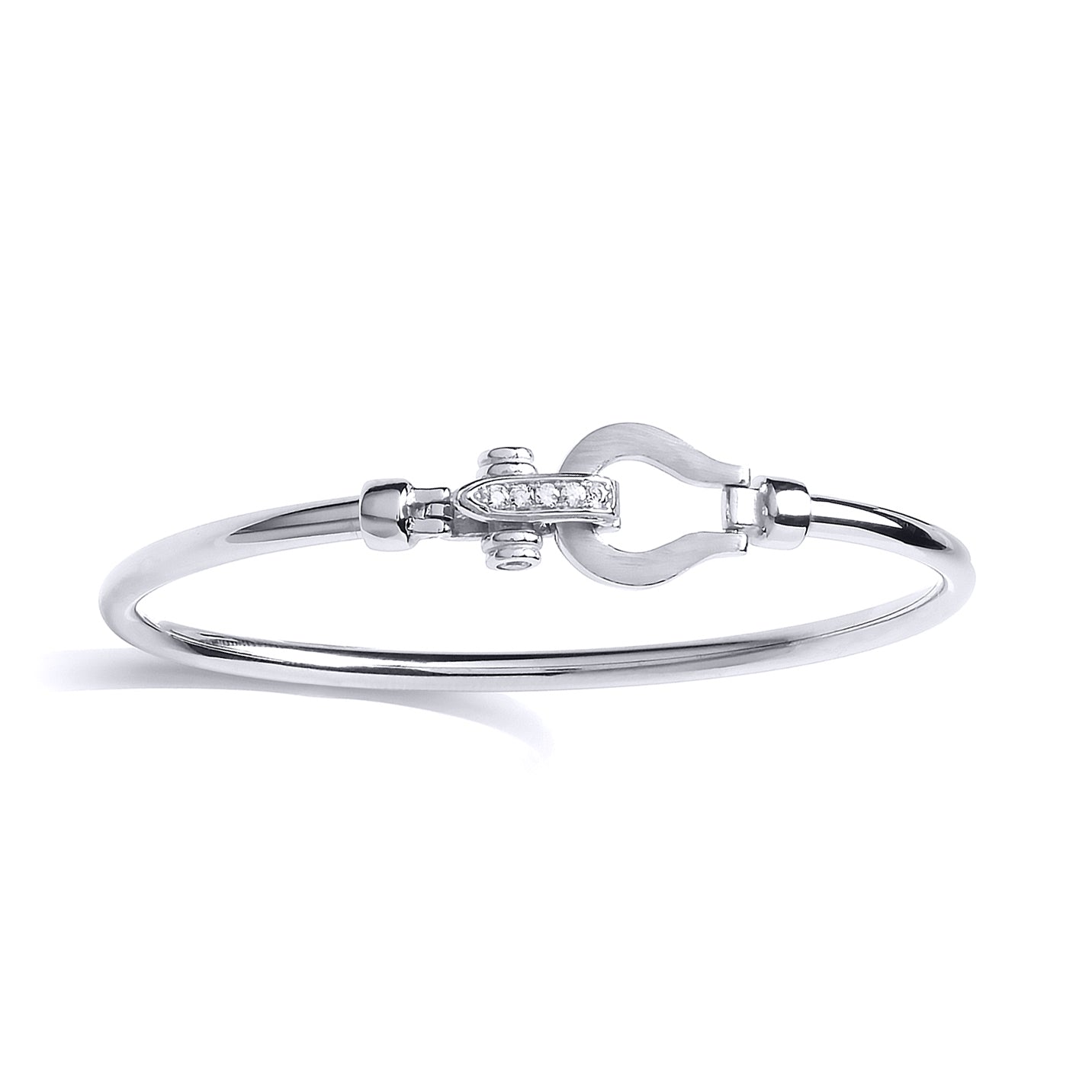 Silver  CZ Hook Loop Stirrup Bangle Bracelet - GVG180