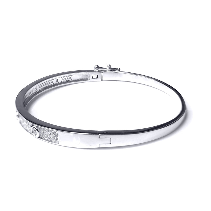 Silver  CZ Pave Love Eternity Bangle Bracelet 5mm - GVG188