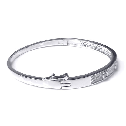 Silver  CZ Pave Love Eternity Bangle Bracelet 5mm - GVG188