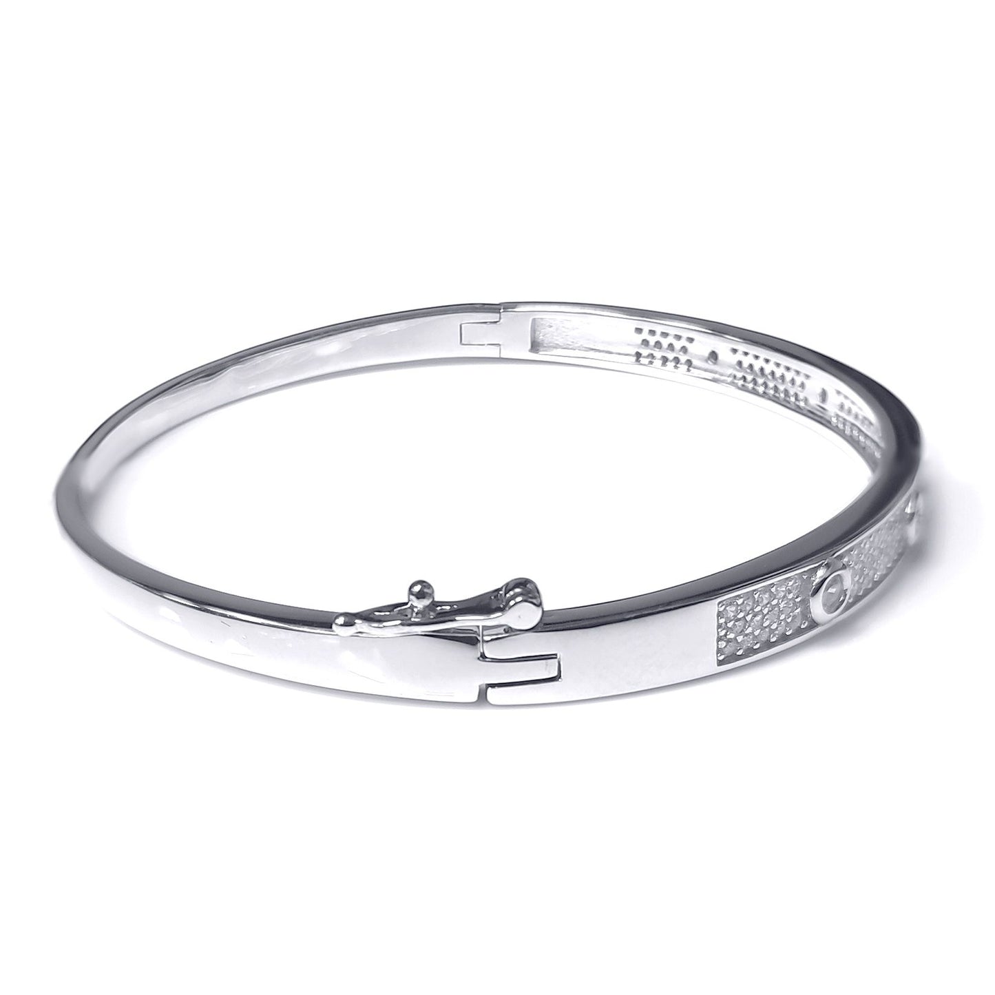 Silver  CZ Pave Love Eternity Bangle Bracelet 5mm - GVG188