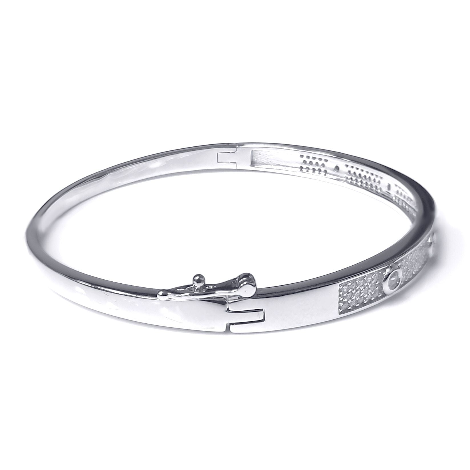 Silver  CZ Pave Love Eternity Bangle Bracelet 5mm - GVG188