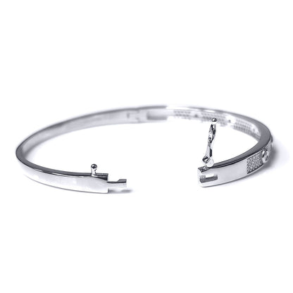 Silver  CZ Pave Love Eternity Bangle Bracelet 5mm - GVG188