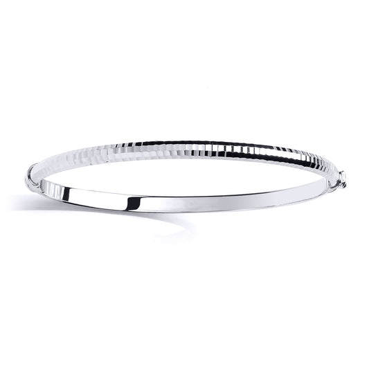 Silver  Snake Texture D-Shape Bangle Bracelet 3mm - GVG189