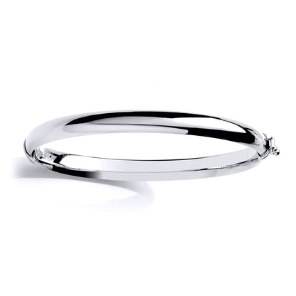 Silver  Plain Polished Domed Bangle Bracelet 6mm - GVG192