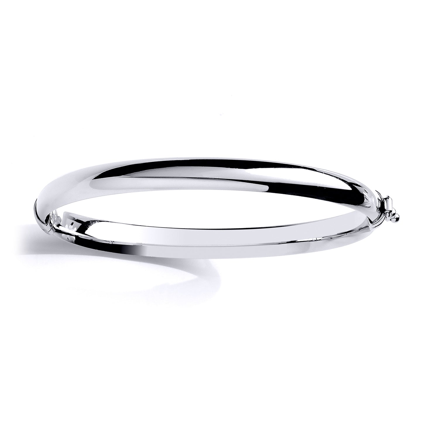 Silver  Plain Polished Domed Bangle Bracelet 6mm - GVG192