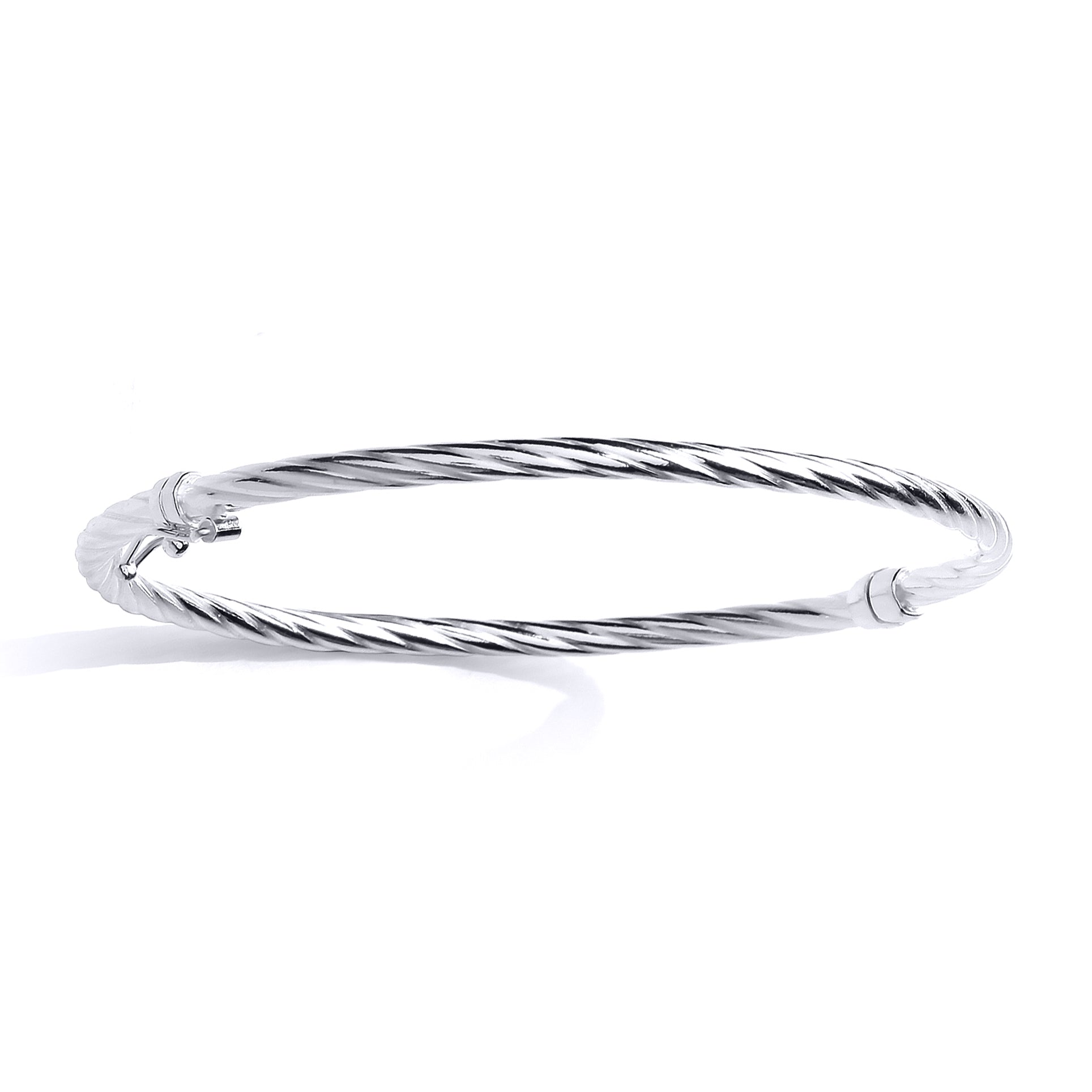 Silver  Twisted Round Tube Bangle Bracelet 3mm - GVG200