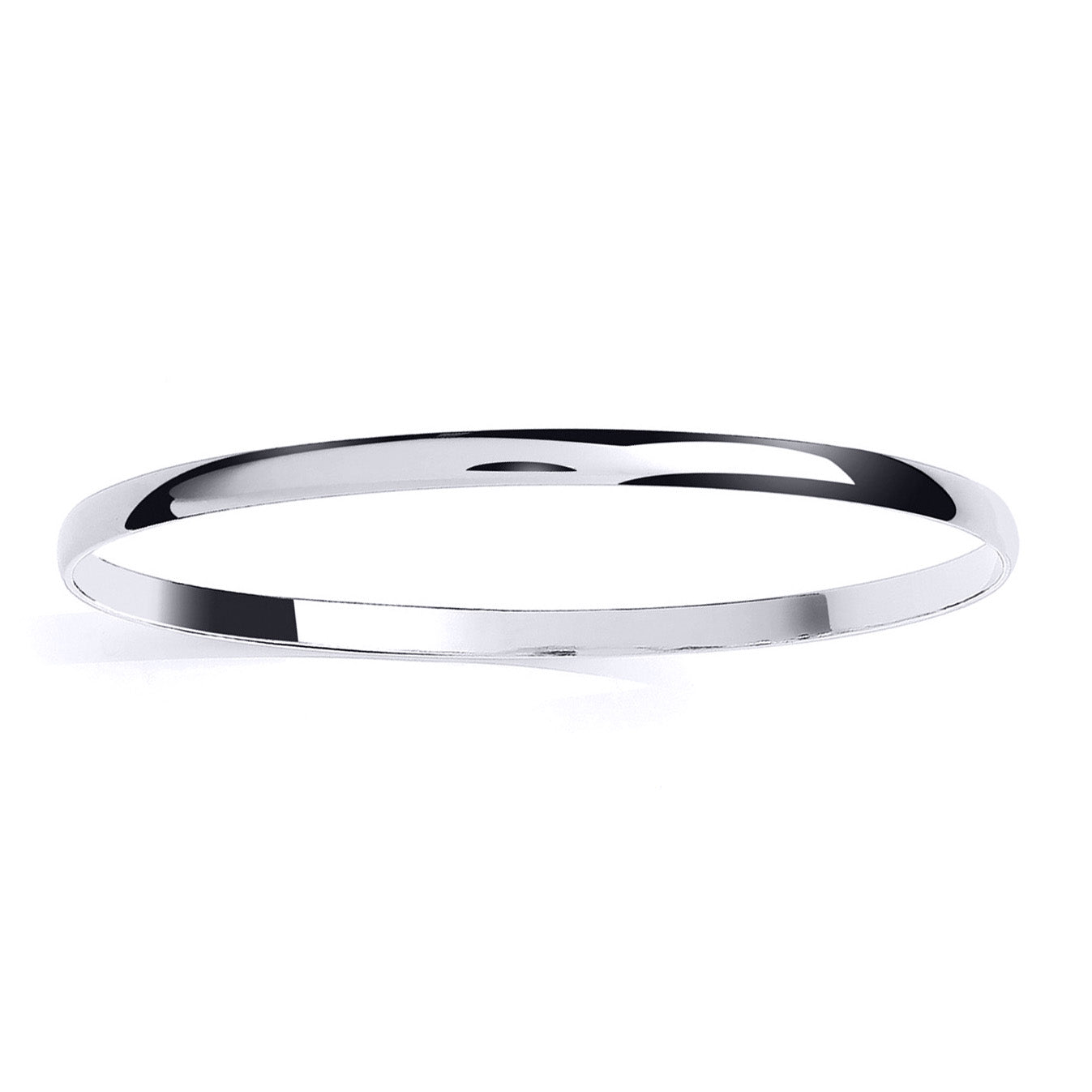 Platinum Plated Silver  D-Shape Slave Bangle Bracelet 4mm - GVG217RH