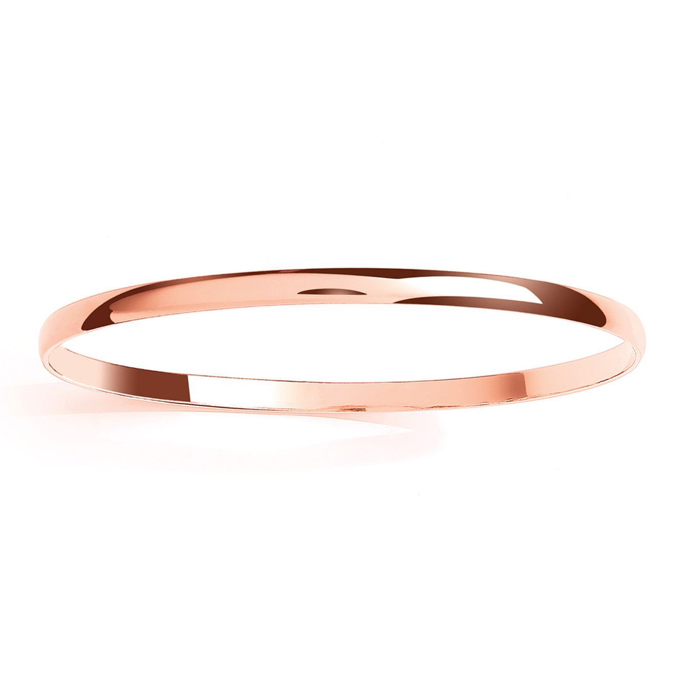 Rose 925 Sterling Silver  D-Shape Slave Bangle Bracelet 4mm - GVG217ROSE