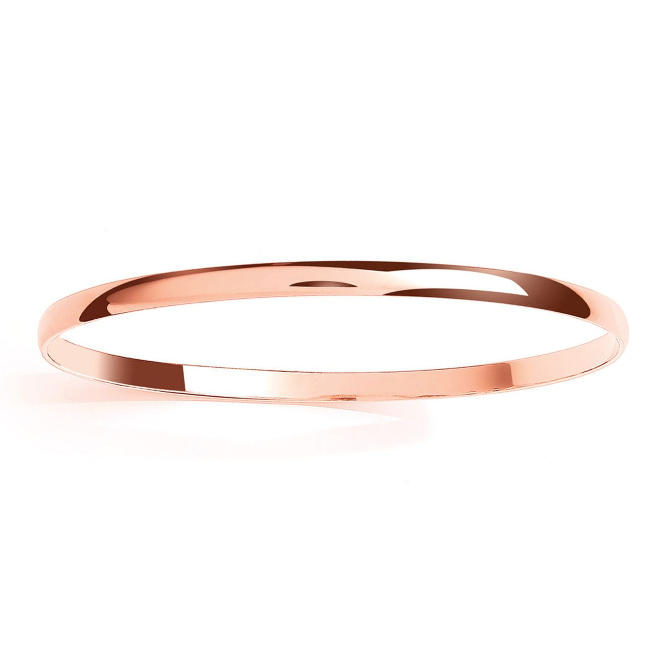 Rose 925 Sterling Silver  D-Shape Slave Bangle Bracelet 4mm - GVG217ROSE