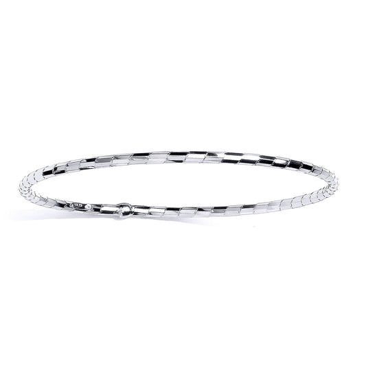 Platinum Plated Silver  Faceted Striped Slave Bangle2.5mm - GVG218