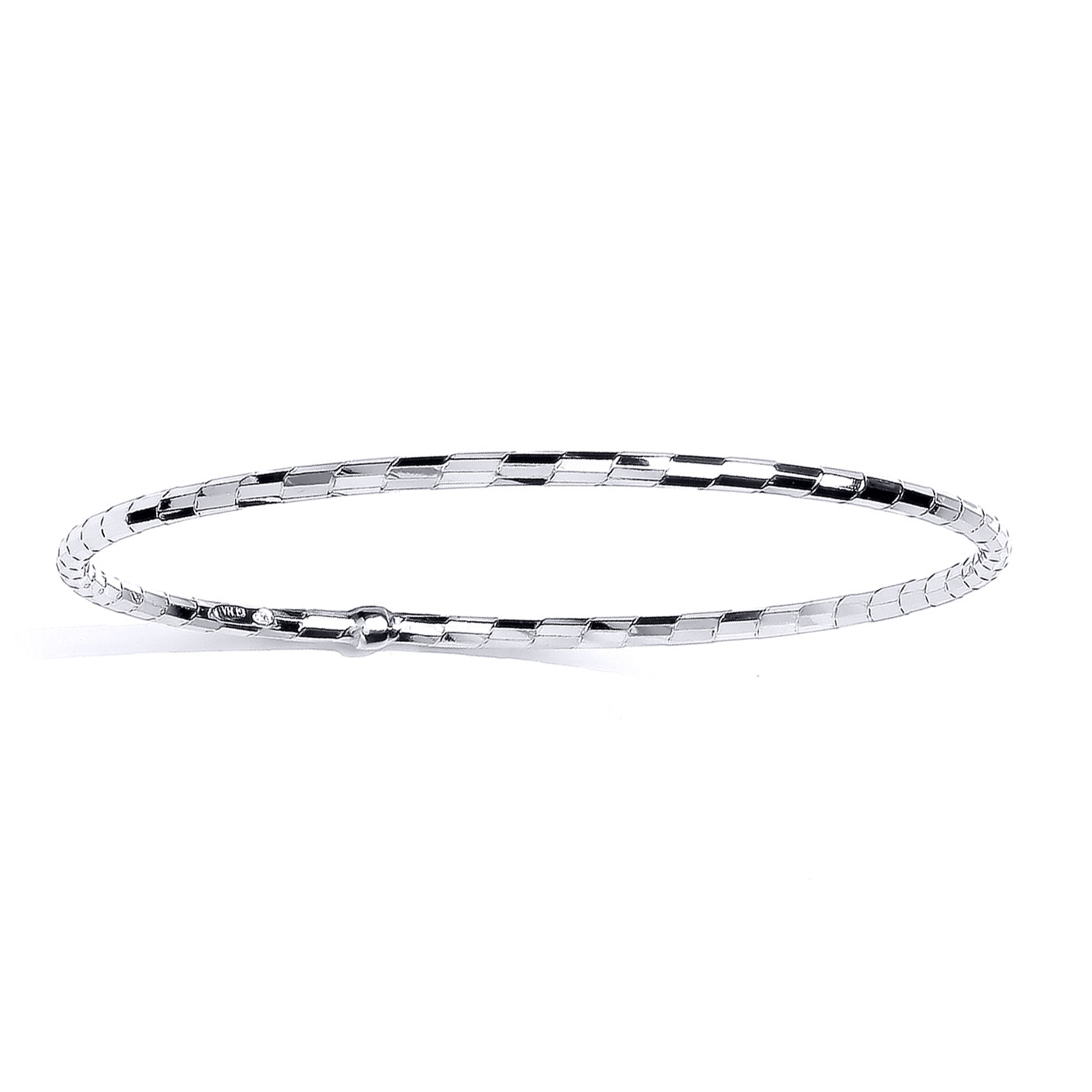 Silver  Faceted Striped Slave Bangle Bracelet 2.5mm - GVG218