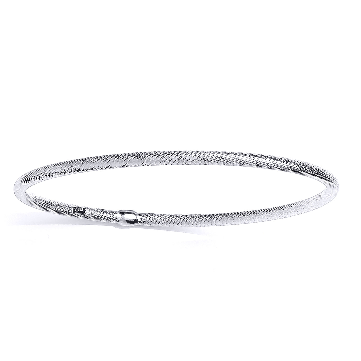 Platinum Plated Silver  Snake Skin Tube Slave Bangle Bracelet 3mm - GVG220