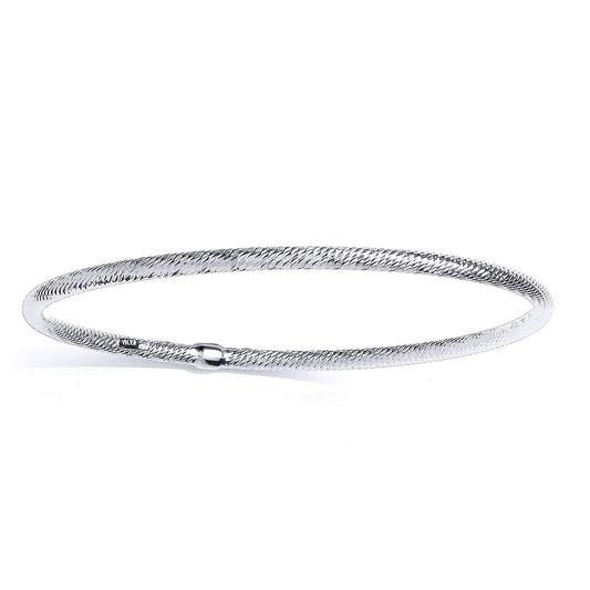 Platinum Plated Silver  Snake Skin Tube Slave Bangle Bracelet 3mm - GVG220