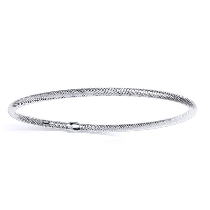 Platinum Plated Silver  Snake Skin Tube Slave Bangle Bracelet 3mm - GVG220