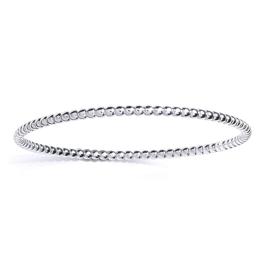 Platinum Plated 925 Silver  Bubble Bead Slave Bangle Bracelet 3mm - GVG221