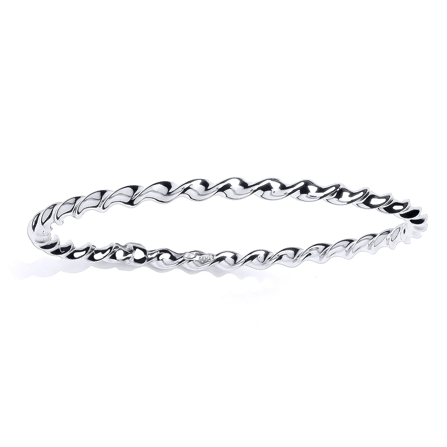 Silver  Candy Twisty Ribbon Slave Bangle Bracelet 4mm - GVG222