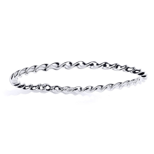 Silver  Candy Twisty Ribbon Slave Bangle Bracelet 4mm - GVG222