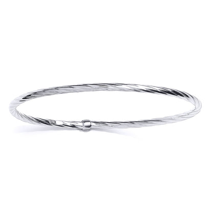 Platinum Plated Silver  Liquorice Twist Slave Bangle Bracelet 3mm - GVG223