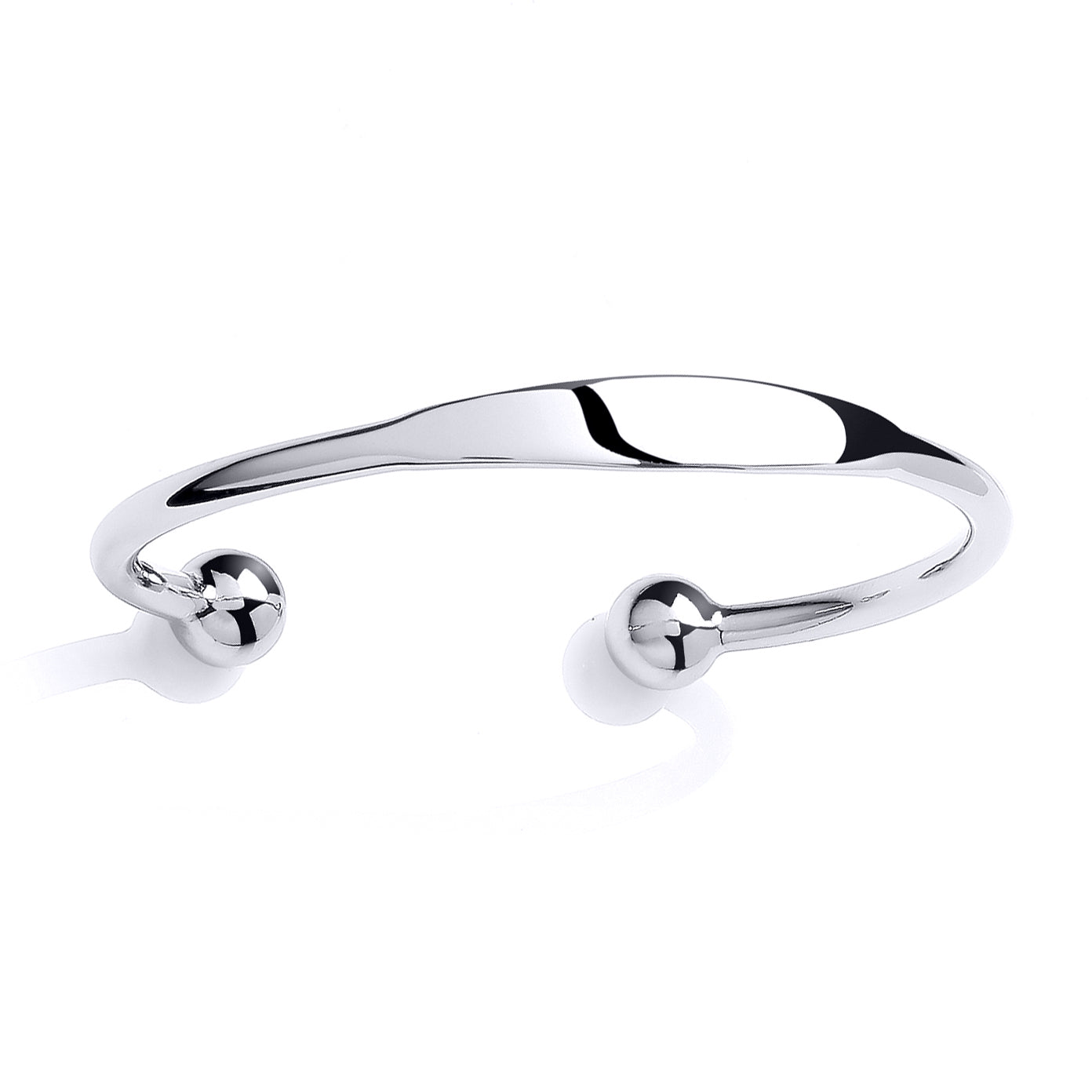 Mens Silver  ID Torque Identity Bangle Bracelet 5mm 11mm Balls - GVG224