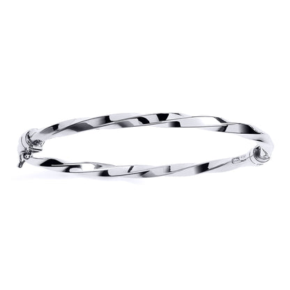 Silver  Square Tube Candy Ribbon Twist Bangle Bracelet 4mm - GVG230