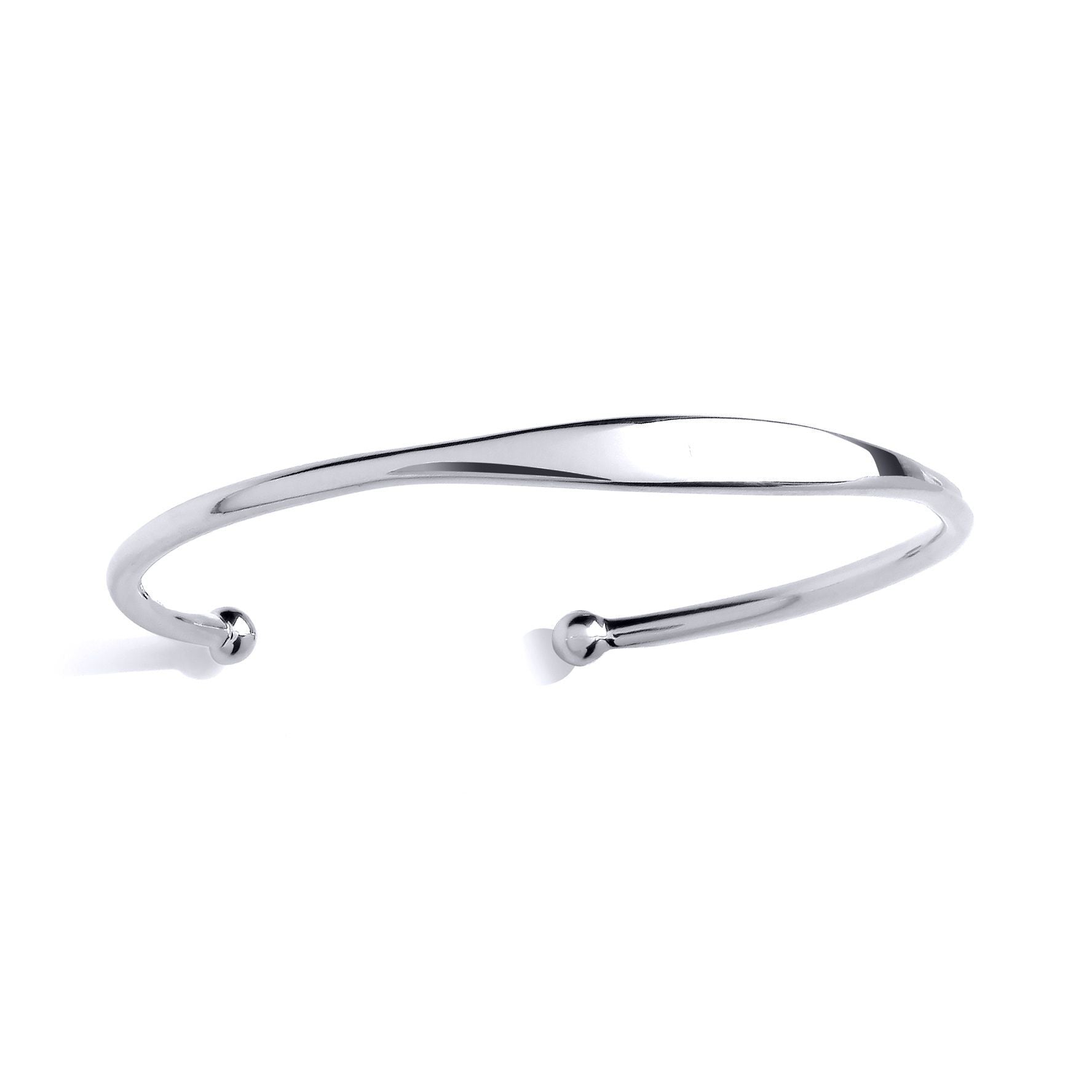 Silver  Graduated ID Bar Torque Bangle Bracelet - GVG237