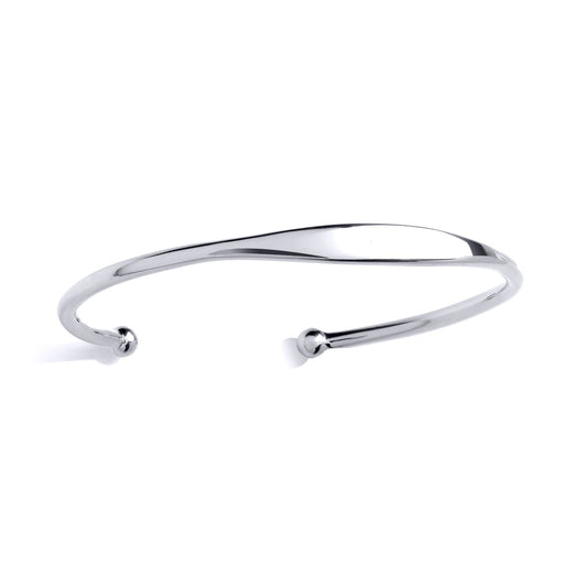 Sterling Silver Ladies Solid Plain ID Torque Bangle (60mm) - GVG237