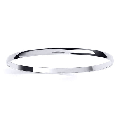 Sterling Silver Ladies 4mm Plain Solid D Shape Bangle - GVG238