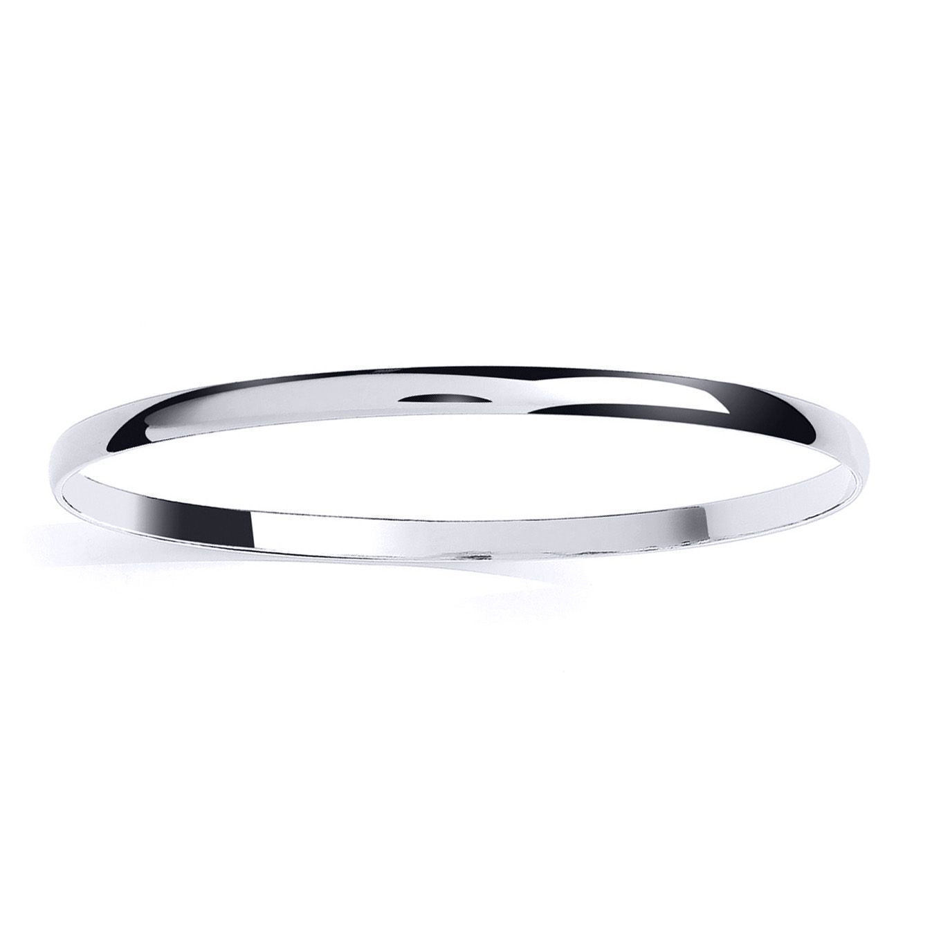 Silver  D-Shape Traditional Slave Bangle Bracelet - GVG238