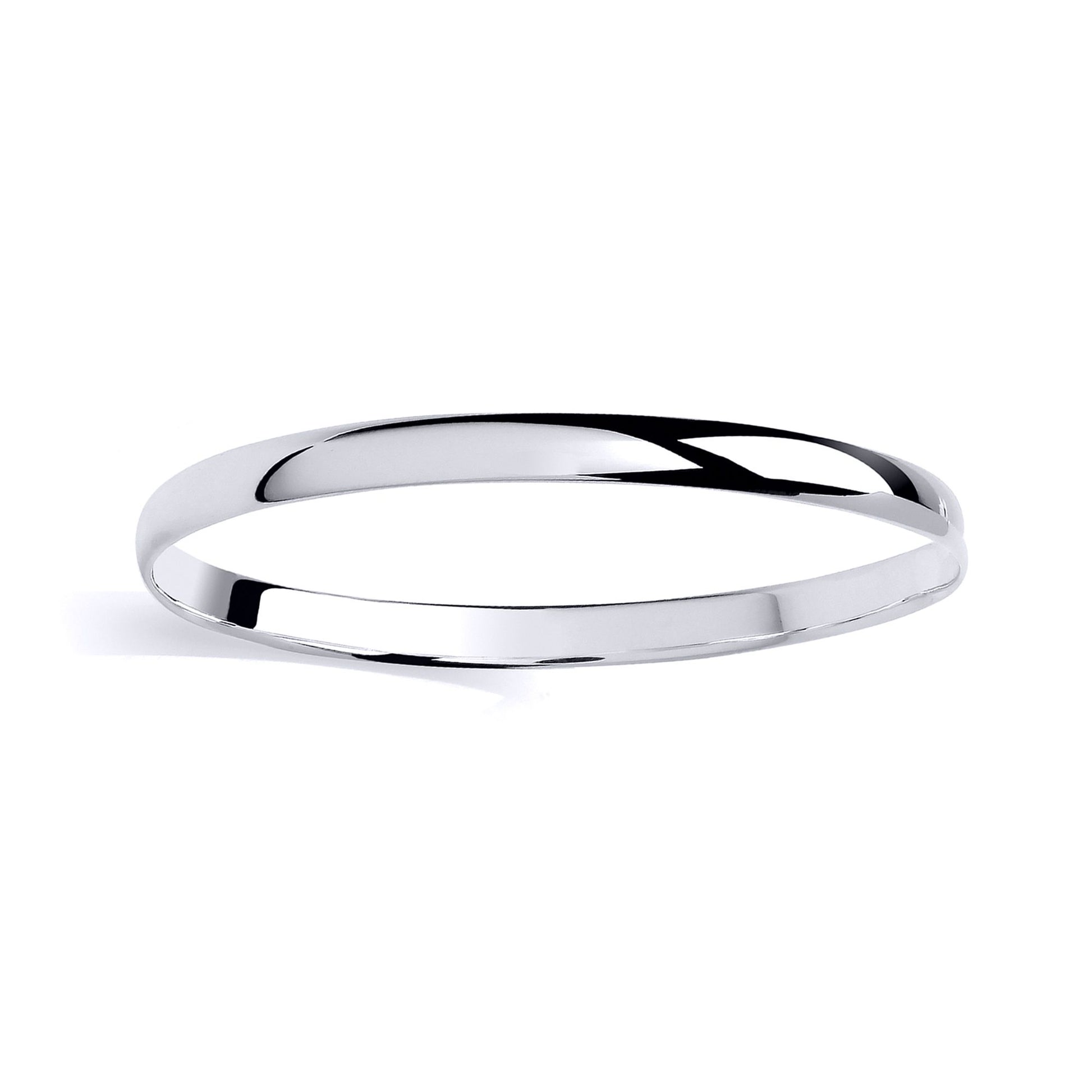 Sterling Silver Ladies 6mm Plain Solid D Shape Bangle - GVG239
