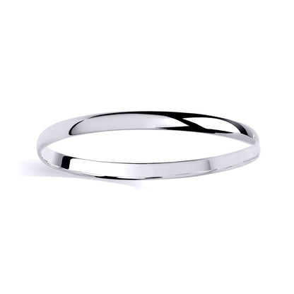 Sterling Silver Ladies 6mm Plain Solid D Shape Bangle - GVG239