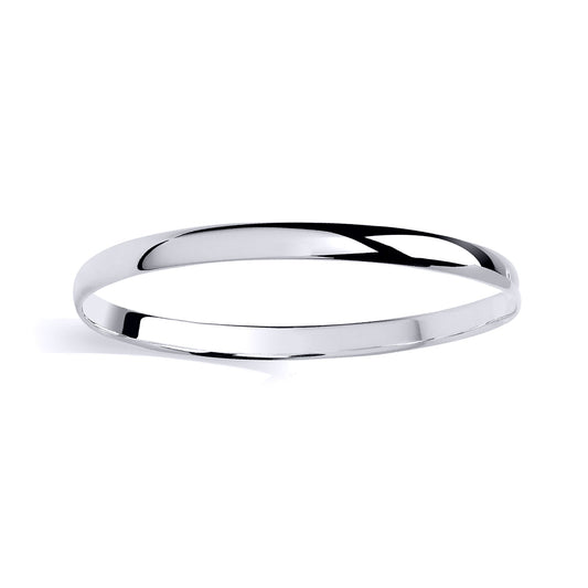 Sterling Silver Ladies 6mm Plain Solid D Shape Bangle - GVG239