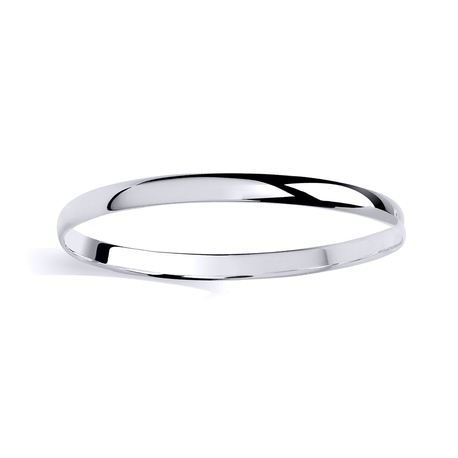 Silver  D-Shape Traditional Slave Bangle Bracelet - GVG239