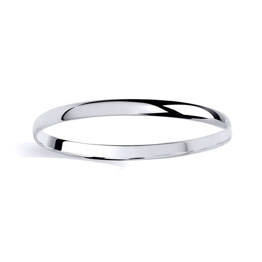Silver  D-Shape Traditional Slave Bangle Bracelet - GVG239