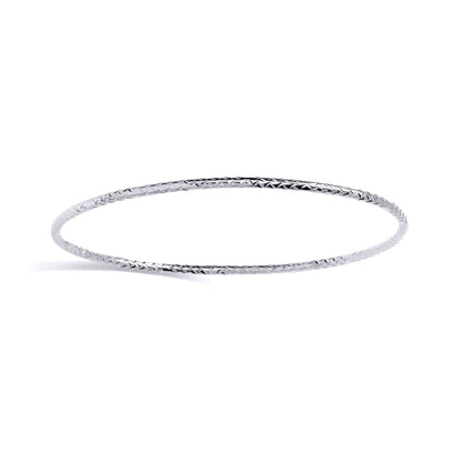 Sterling Silver Ladies 2mm Diamond Cut Bangle - GVG240