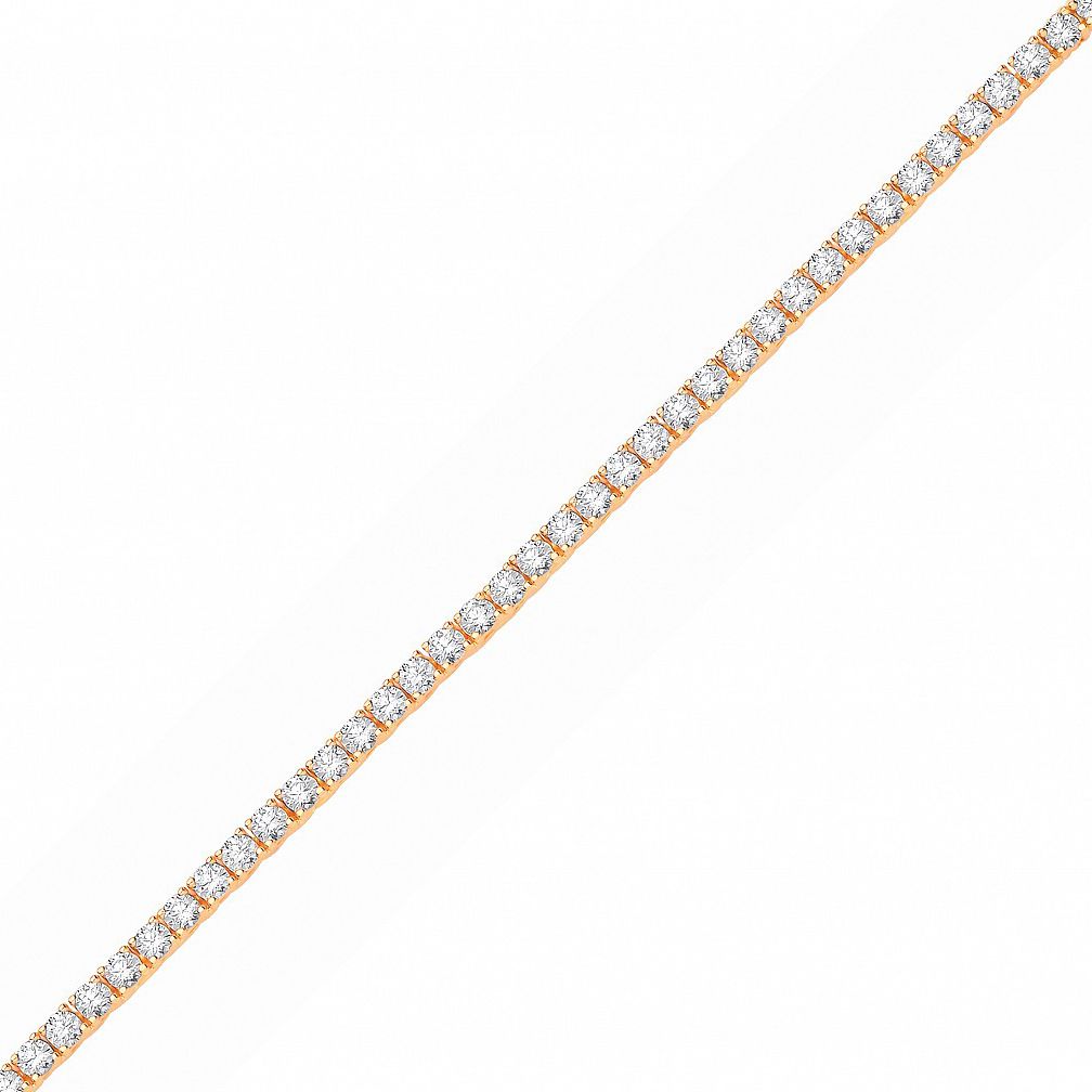 Gilded Silver  CZ 4 Claw Eternity Tennis Necklace 3mm - GVK040G