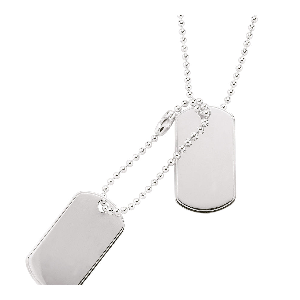 Mens Silver  Military Double Dog Tag Pendant Necklace 20 inch - GVK042