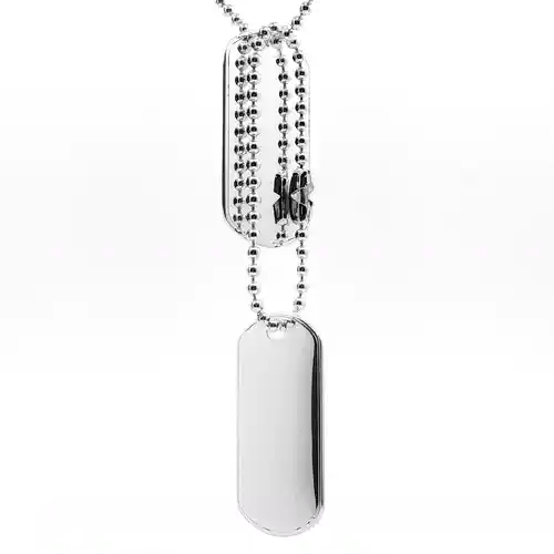 Mens Silver  Military Double Dog Tag Pendant Necklace 20 inch - GVK042