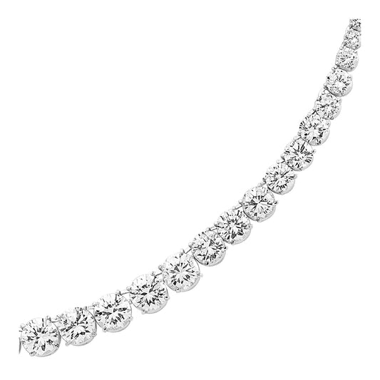 Silver  CZ Graduated Eternity Tennis Necklace 8mm 16 inch - GVK065