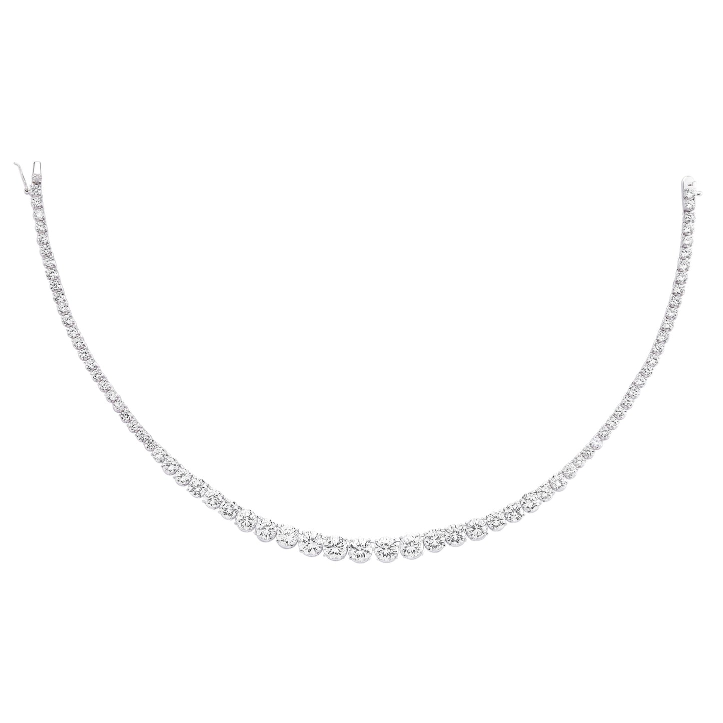 Silver  CZ Graduated Eternity Tennis Necklace 8mm 16 inch - GVK065