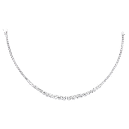 Silver  CZ Graduated Eternity Tennis Necklace 8mm 16 inch - GVK065