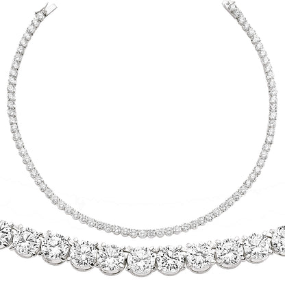 Silver  CZ Eternity Tennis Necklace 6mm 16 inch - GVK066