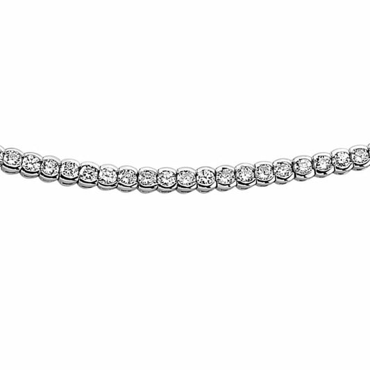 Silver  CZ Eternity Rubover Tennis Necklace 4mm 17 inch - GVK089